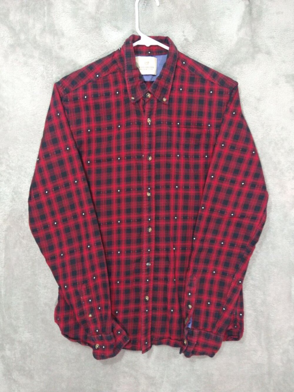 Scotch Soda Shirt Mens Medium Red Plaid Flannel Long Sleeve Button Down Cotton